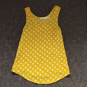Costa Blanca. Women's XS. Yellow and White Polka-Dot. Sleeveless shirt
